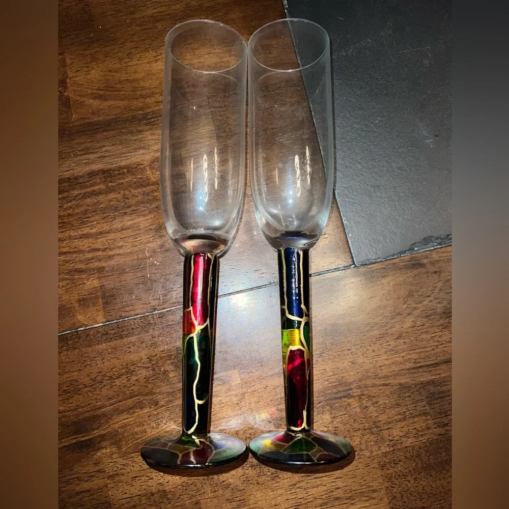 Stimas Romanian wine glass champagne flute pair